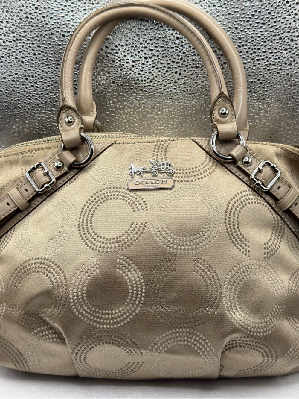 Coach Taupe Signature Dome Satchel - Coach